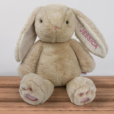 Personalized Embroidered Name in Bright Pink Thread Brulee Bunny -