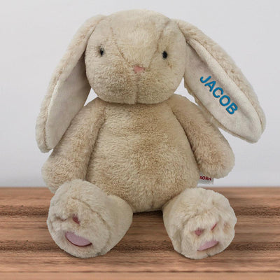 Personalized Embroidered Name in Cerulean Blue Thread Brulee Bunny -