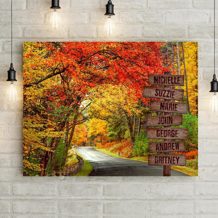 Personalized Autumn Road Premium Canvas -