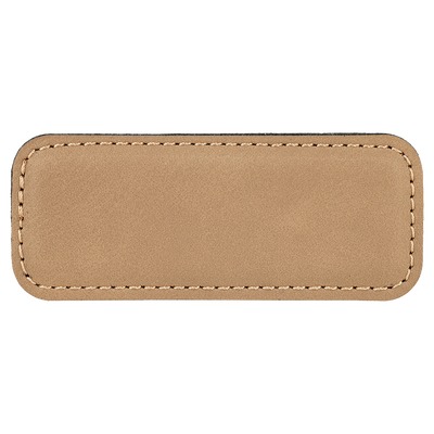 Personalized Vegan Leather Badge with Magnet - Light Brown