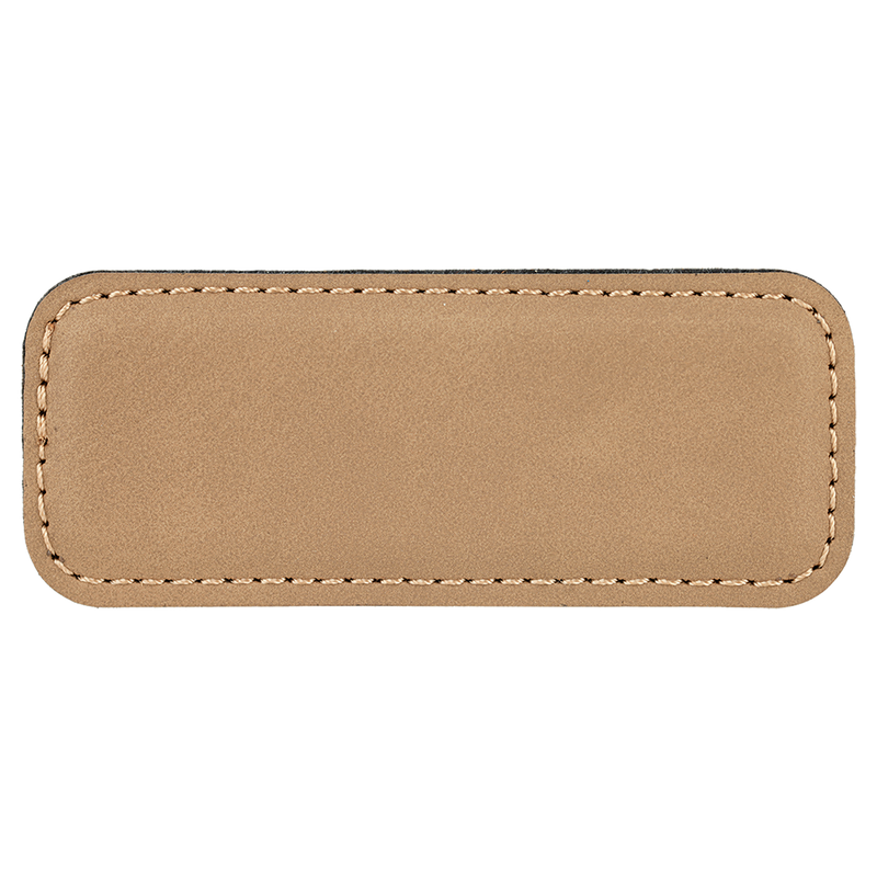 Personalized Vegan Leather Badge with Magnet - Light Brown