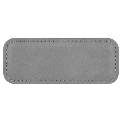 Personalized Vegan Leather Badge with Magnet - Gray