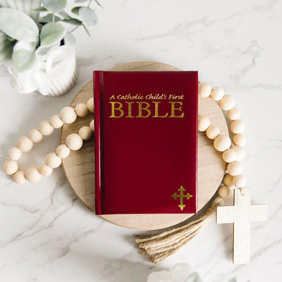Personalized Small Illustrated Children's First Bible - Maroon - JDS