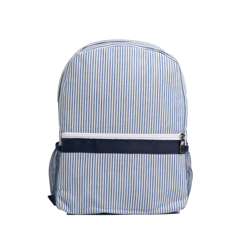 Personalized Seersucker Kids Embroidered Backpack - Blue - Completeful