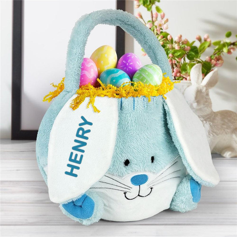 Personalized Embroidered Easter Basket - Blue
