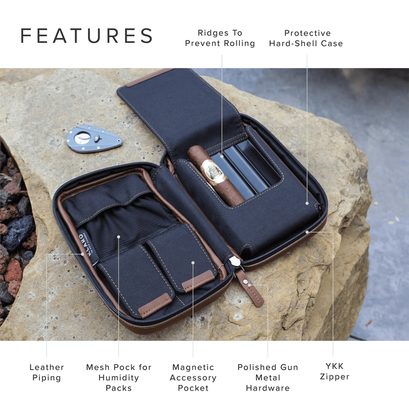 Flint Travel Leather Cigar Case -