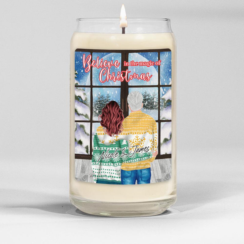 Personalized Candles - Christmas Couple Scenery -
