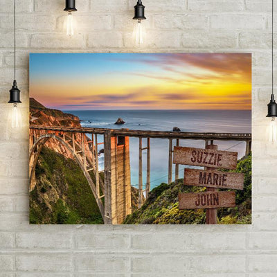 Personalized California Bixby Creek Bridge, Big Sur Highway Premium Canvas -