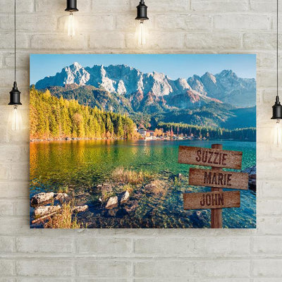 Personalized Mountainside Lake Premium Canvas -  - Lazerworx