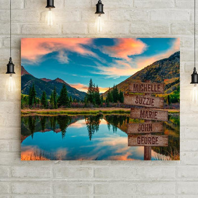 Personalized Sunset Reflection Lake Premium Canvas -