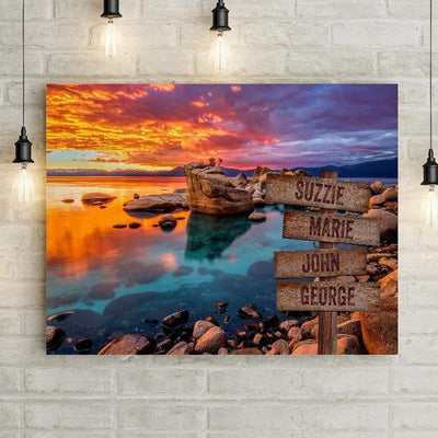 Personalized Rocky Sunset Shore Premium Canvas -