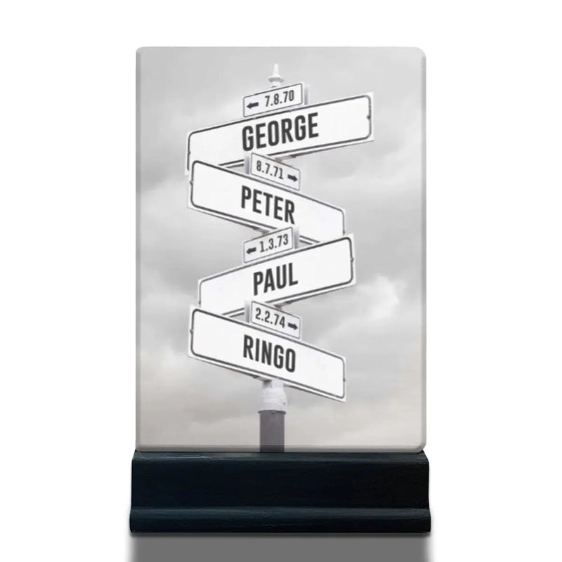 Personalized Street Sign Kids Birth Dates + Names Acrylic Desk Plaque -