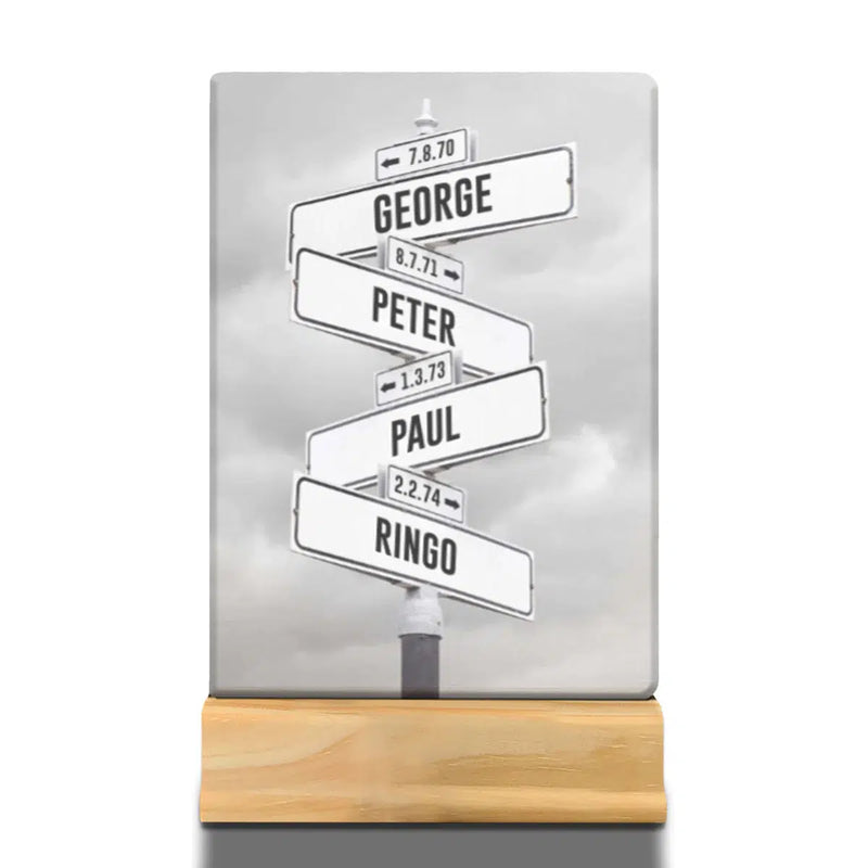 Personalized Street Sign Kids Birth Dates + Names Acrylic Desk Plaque -