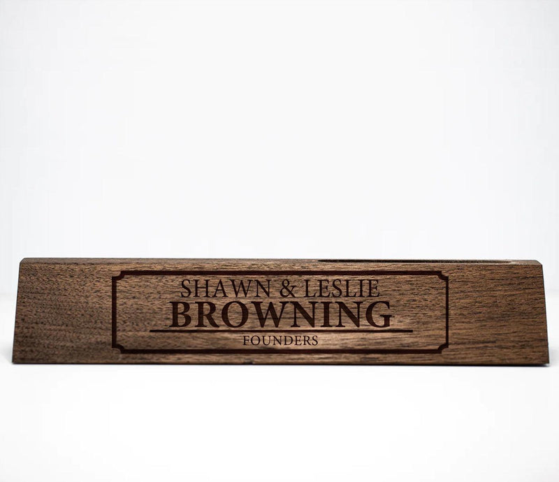 Personalized Desk Wedge with Card Holder -