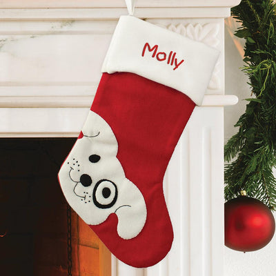 Personalized Red Wool Puppy Dog Stocking -