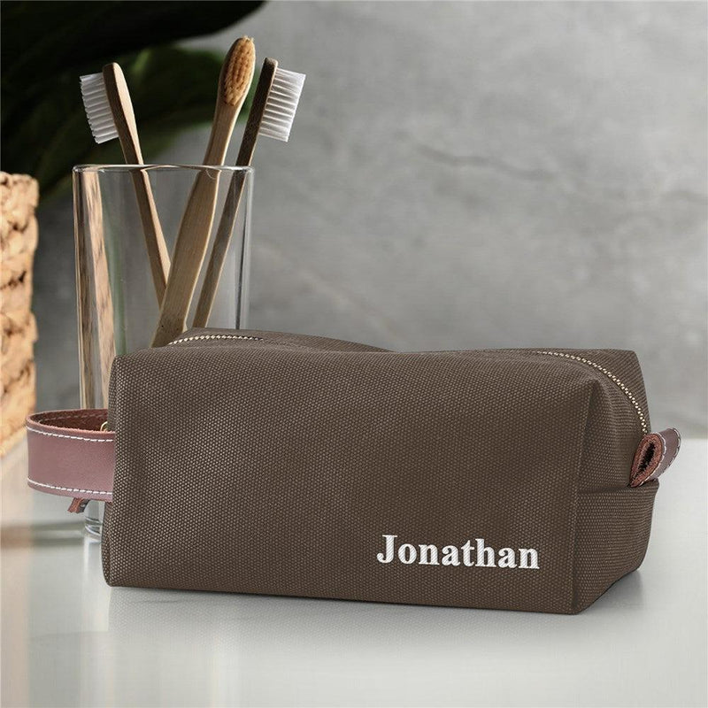 Personalized Embroidered Name Canvas Dopp Kit -