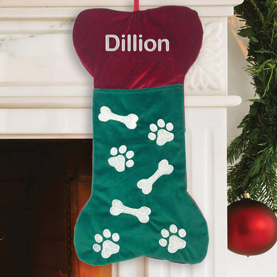 Personalized Bone Holiday Dog Stocking -