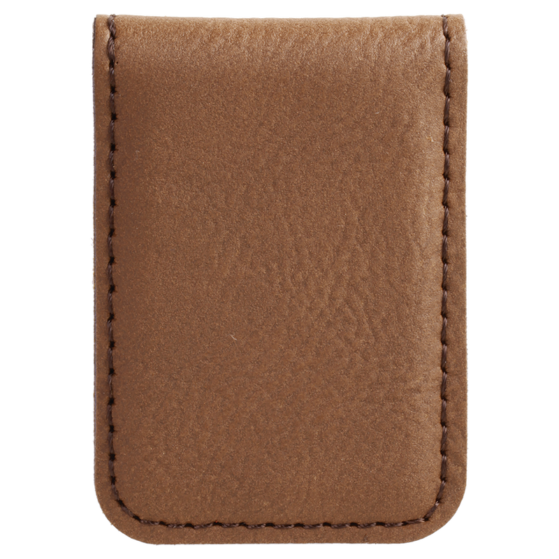 Personalized Leather Money Clip - Dark Brown