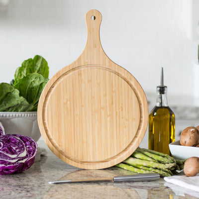 Personalized Large Handled Round Cutting Board with Juice Grooves - Modern Collection -  - Qualtry