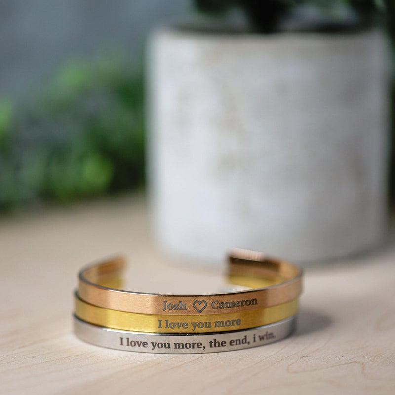 Engraved Cuff Bracelets - Custom Message -