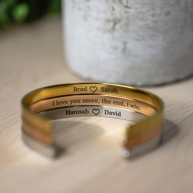Engraved Cuff Bracelets - Custom Message -