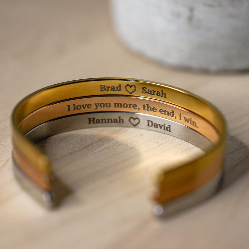 Engraved Cuff Bracelets - Custom Message -