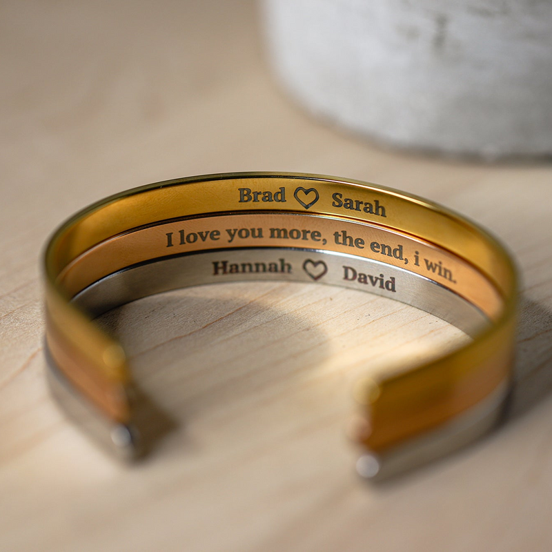 Engraved Cuff Bracelets - Custom Message -
