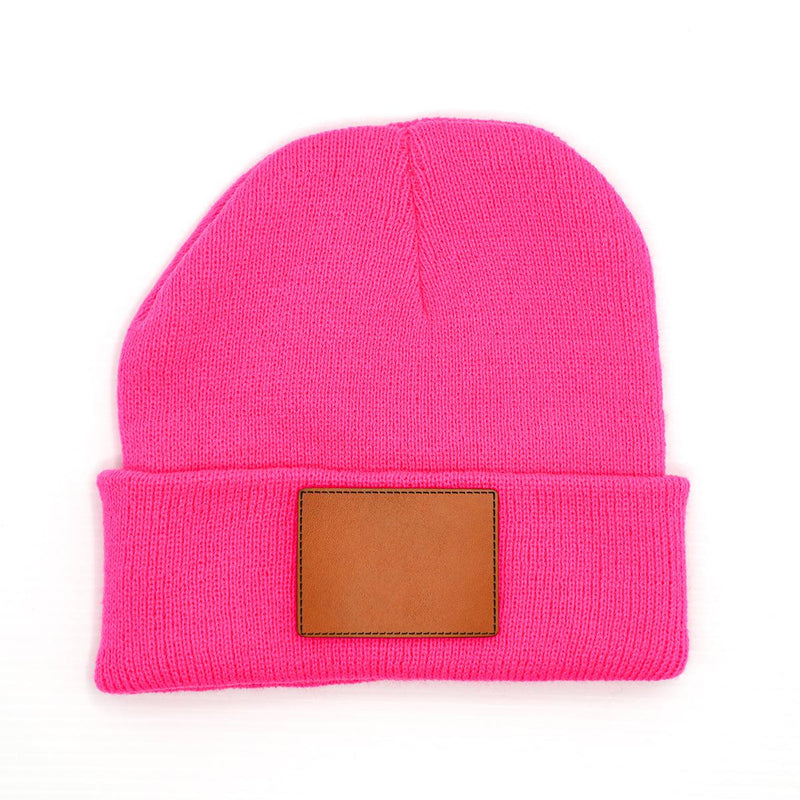 Personalized Kids Knit Beanies - Hot Pink