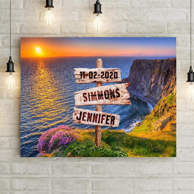 Personalized Ireland Cliff & Love Sign Premium Canvas -