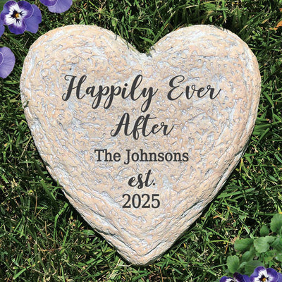 Personalized Happily Ever After Large Heart Shaped Garden Stone -