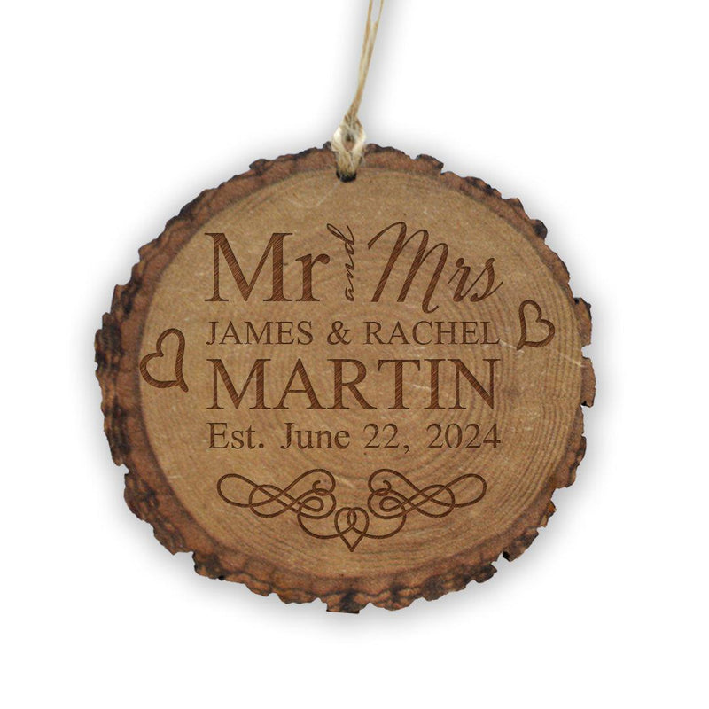 Personalized Mr and Mrs Wood Ornament -