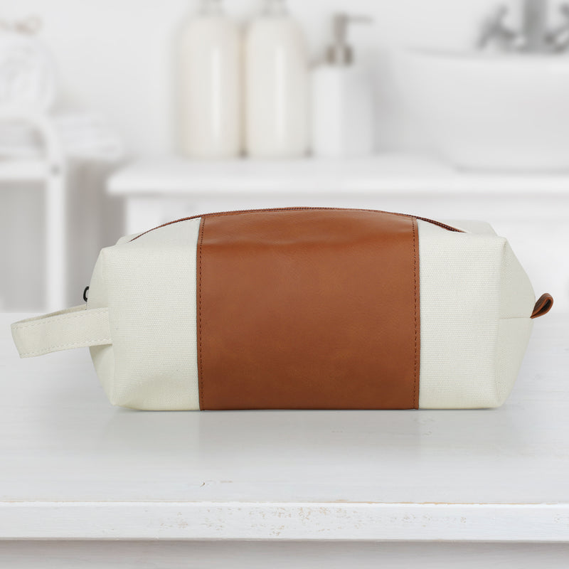 Personalized Vegan Leather Toiletry Bags - Caramel