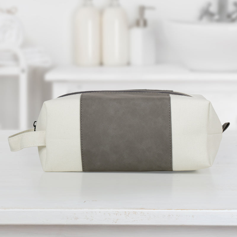 Personalized Vegan Leather Toiletry Bags - Gray