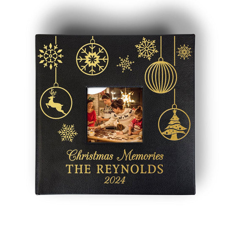 Personalized Christmas Memories Black Leatherette Photo Album -