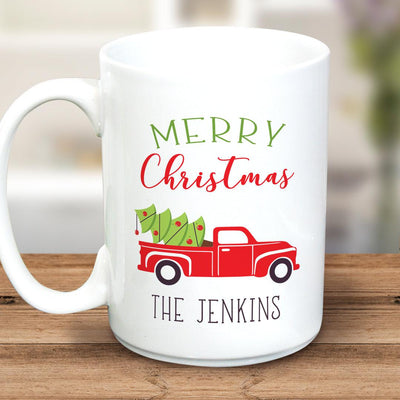 Personalized Red Truck Christmas Large Mug -
