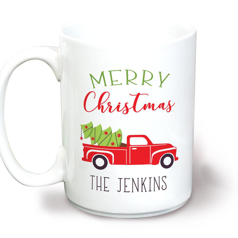 Personalized Red Truck Christmas Large Mug -