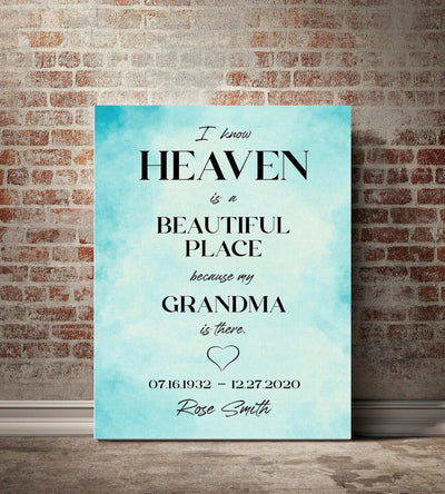 Personalized I Know Heaven Premium Memorial Canvas -