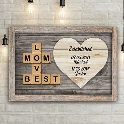 Personalized Mom Established Love Tiles Canvas Wall Art -  - Lazerworx