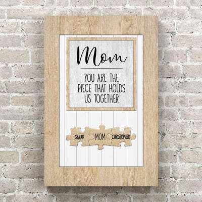 Personalized Dad/Mom You Are the Piece that Holds Us Together Puzzle Sign Canvas Wall Art -