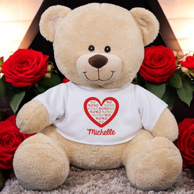 Personalized Name XOXO Heart Sherman Bear - 11"