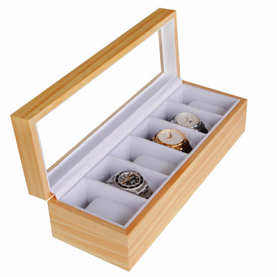 Pine Wood Watch Box - 6 Slot -