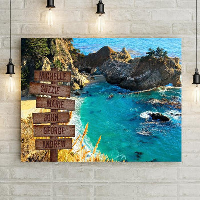 Personalized Rocky Coastline Premium Canvas -