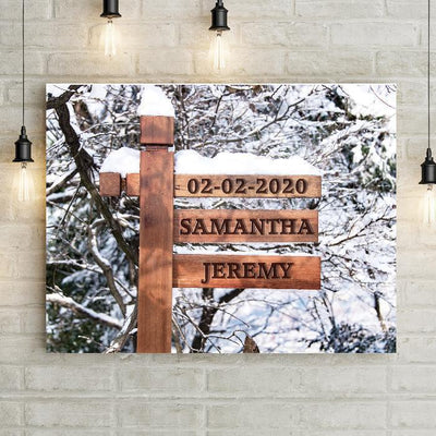 Personalized Snowy Sign Premium Canvas -