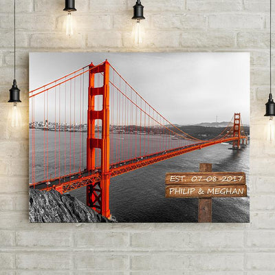 Personalized San Francisco Golden Gate Bridge Sign Premium Canvas -