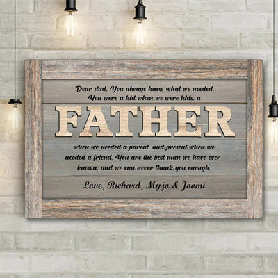 Personalized Thank You Dad Premium Canvas -