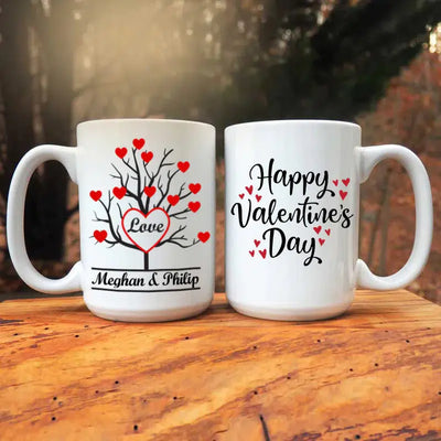 Personalized Tree of Love Valentines Day Coffee Mug -