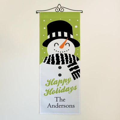 Personalized Happy Holidays Snowman Wall Hanging -