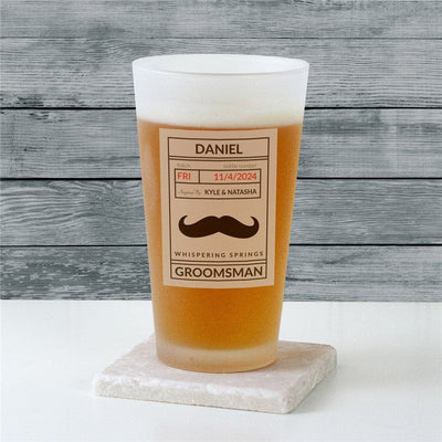 Personalized Groomsmen Frosted Pint Glass -