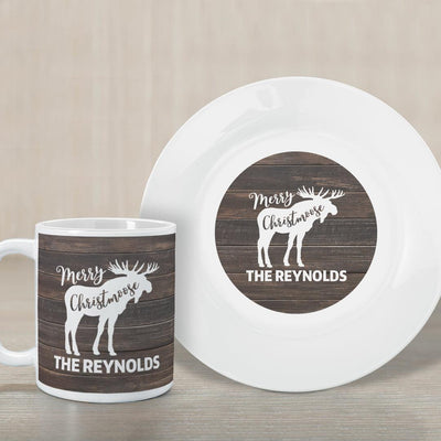Personalized Merry Christmoose Plate And Mug Set -