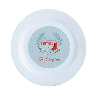 Personalized Season's Greetings Cardinal Ceramic Plate -
